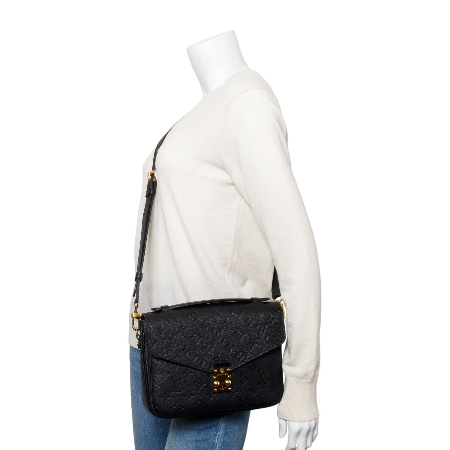 Louis Vuitton Black Monogram Empreinte Leather Pochette Metis w/ Receipt