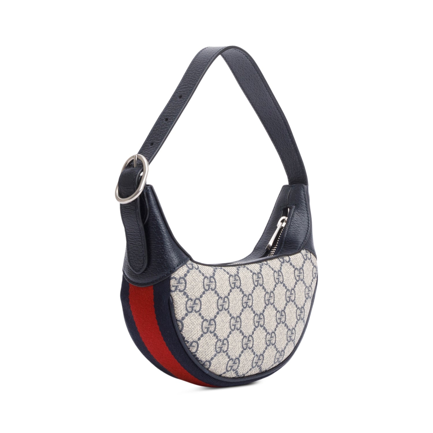 Gucci Blue GG Supreme Ophidia Half-Moon Mini Bag