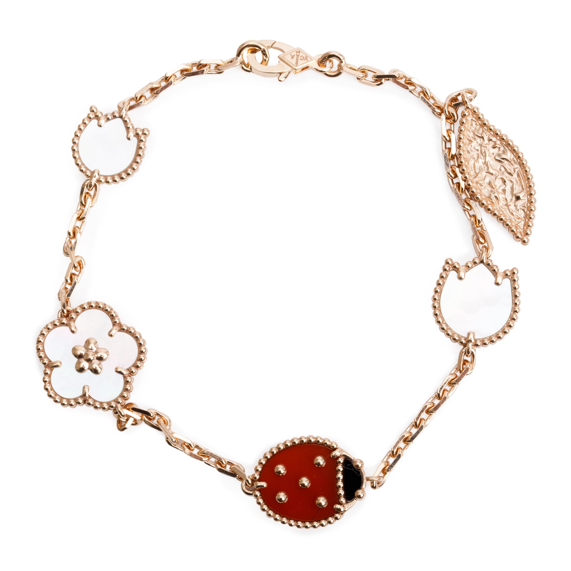 Van Cleef & Arpels 18k Rose Gold 5 Motifs Lucky Spring Bracelet