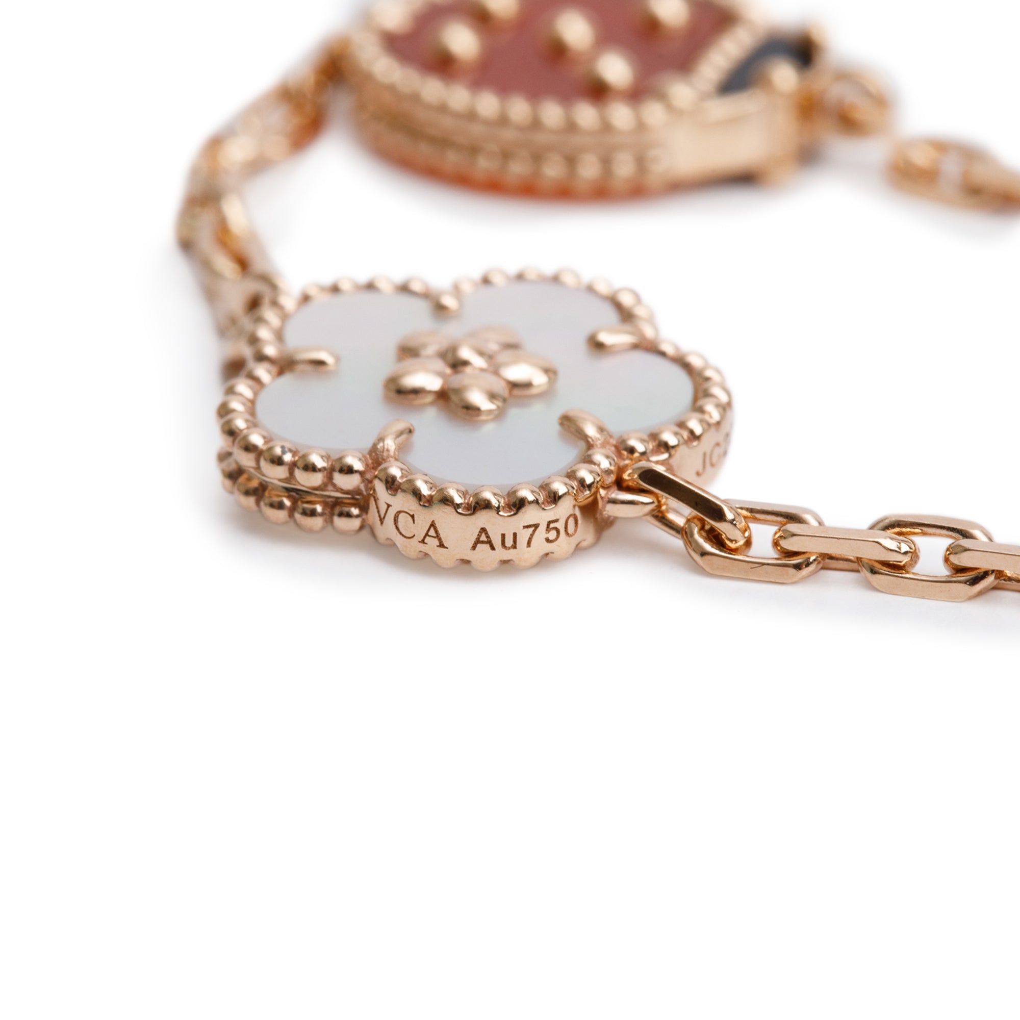 Van Cleef & Arpels 18k Rose Gold 5 Motifs Lucky Spring Bracelet