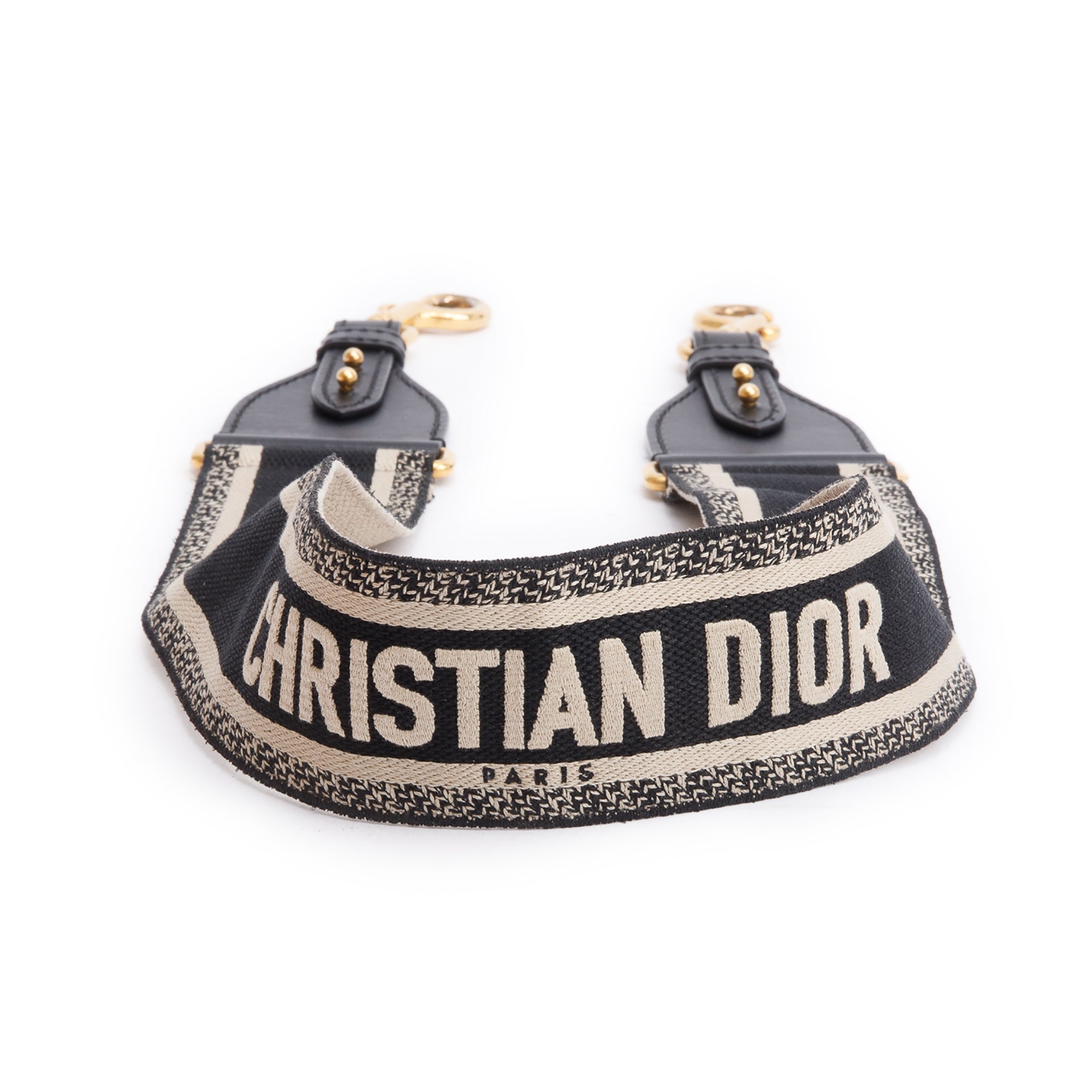 Christian Dior Navy/Beige Embroidered Woven Shoulder Strap w/ Box