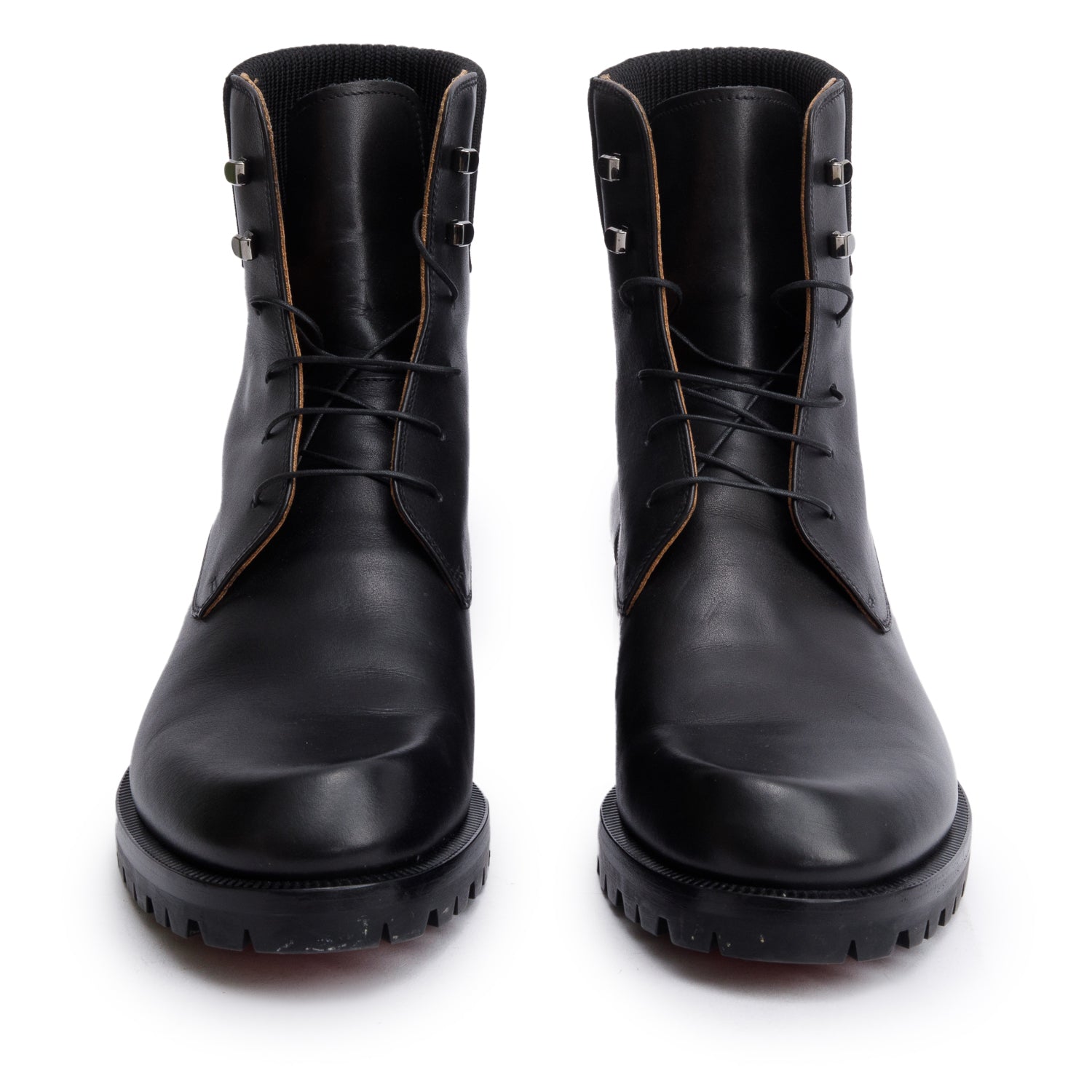 Christian Louboutin Black Leather Trapman Flat Calf Boots, Size 44 w/ Box