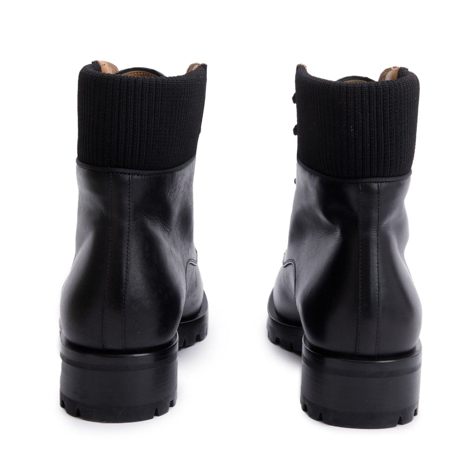 Christian Louboutin Black Leather Trapman Flat Calf Boots, Size 44 w/ Box