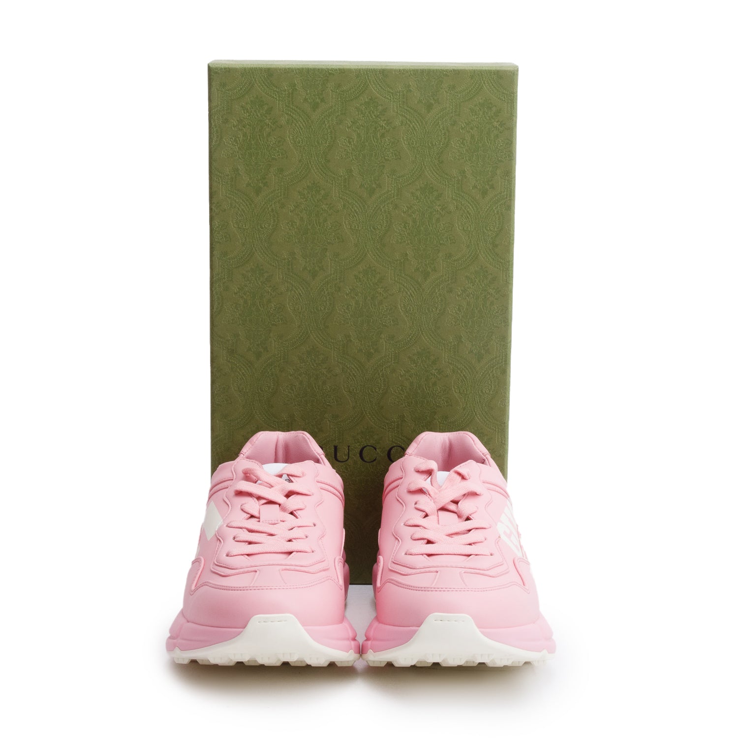 Gucci Pink Leather Women's Rhyton '25' Sneakers, Size 39 w/ Box
