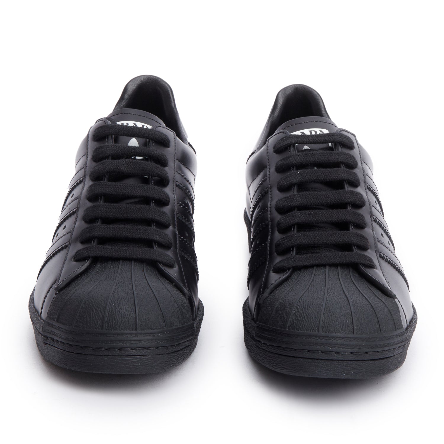 Prada X Adidas Black Leather Superstar Sneakers, Size 5.5 w/ Box