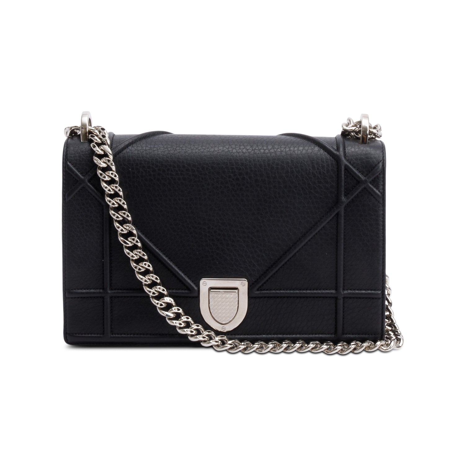 Christian Dior Black Calfskin Leather Medium Diorama Flap Bag w/ Box & Authenticity Card