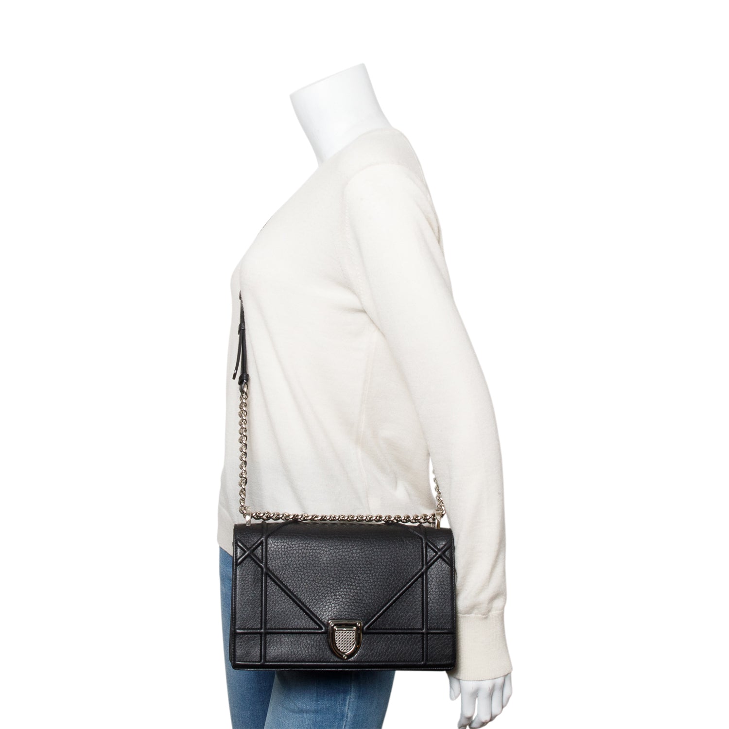 Christian Dior Black Calfskin Leather Medium Diorama Flap Bag w/ Box & Authenticity Card