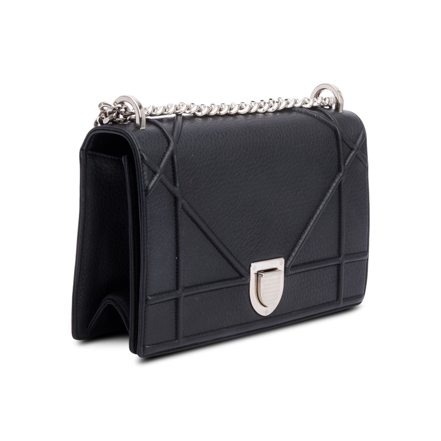 Christian Dior Black Calfskin Leather Medium Diorama Flap Bag w/ Box & Authenticity Card