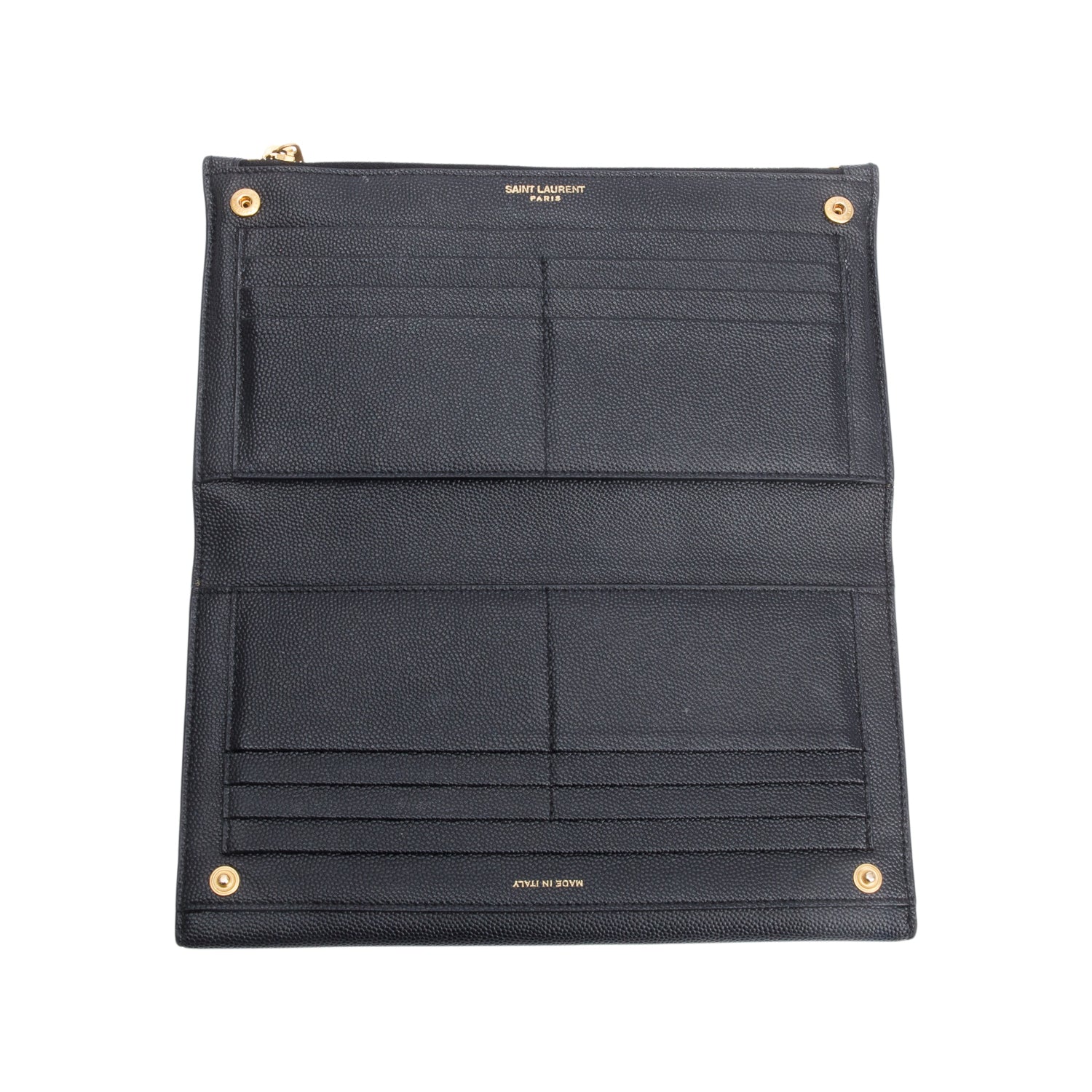 Saint Laurent Black Grain De Poudre Leather Large Flap Uptown Wallet Clutch