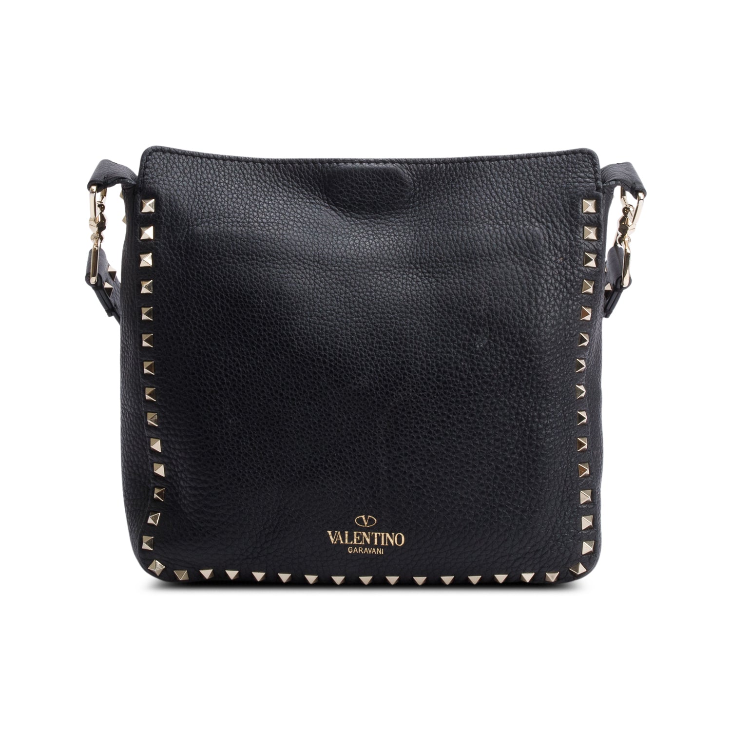 Valentino Black Calfskin Leather Small Rockstud Messenger Bag