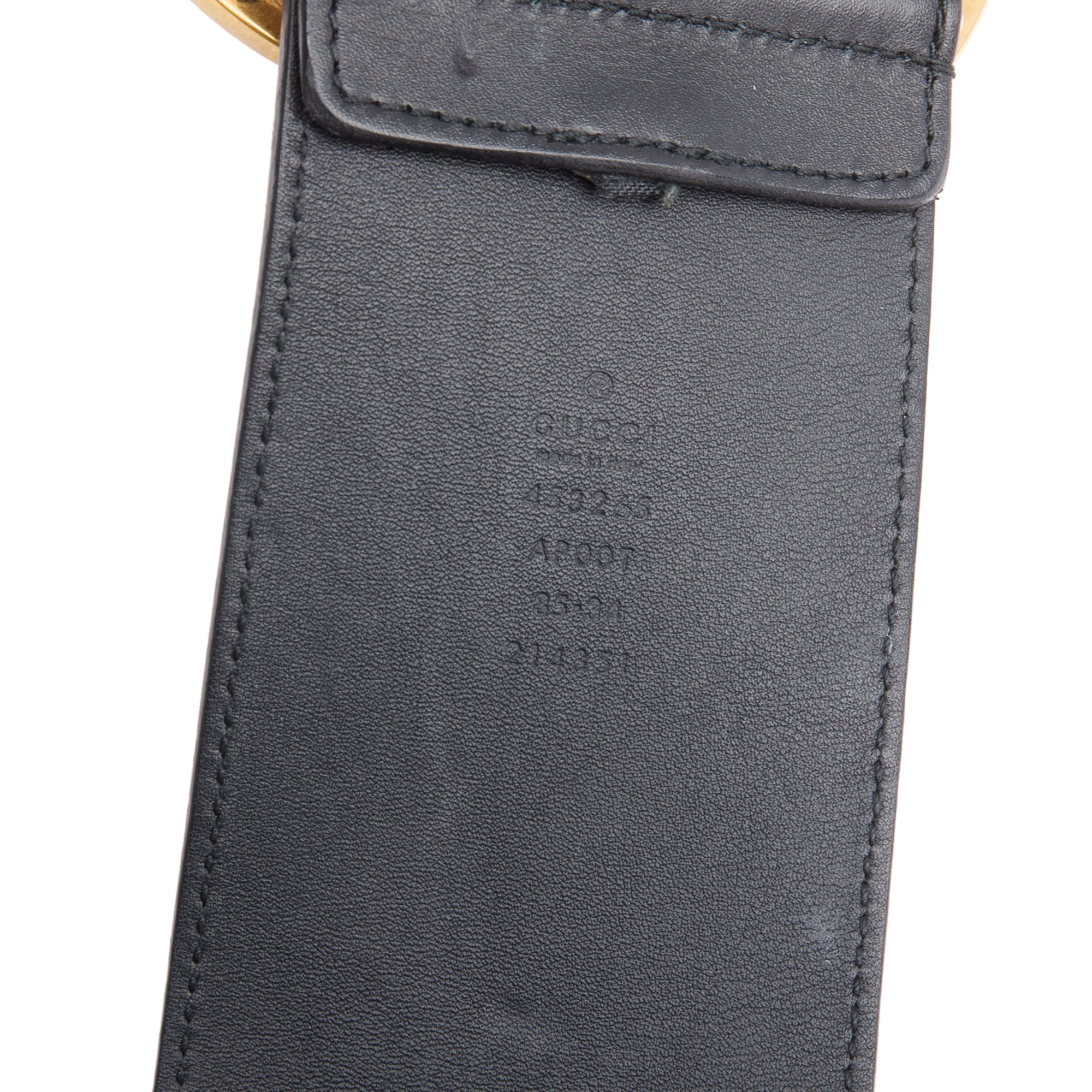 Gucci Black Leather Double G Wide Buckle Belt, 85 34