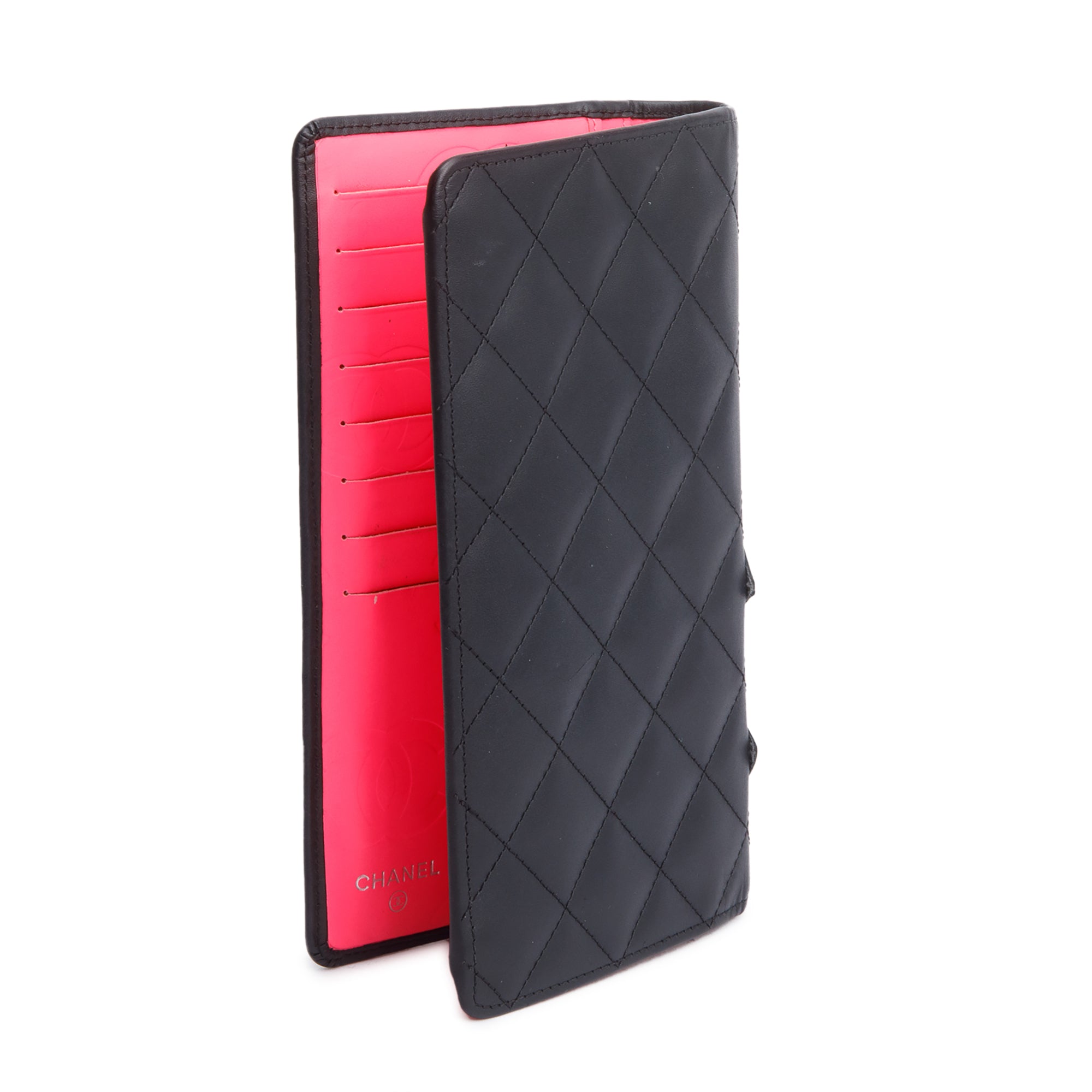 Chanel Black Calfskin Leather Cambon Yen Wallet w/ Receipt & Authenticity Card