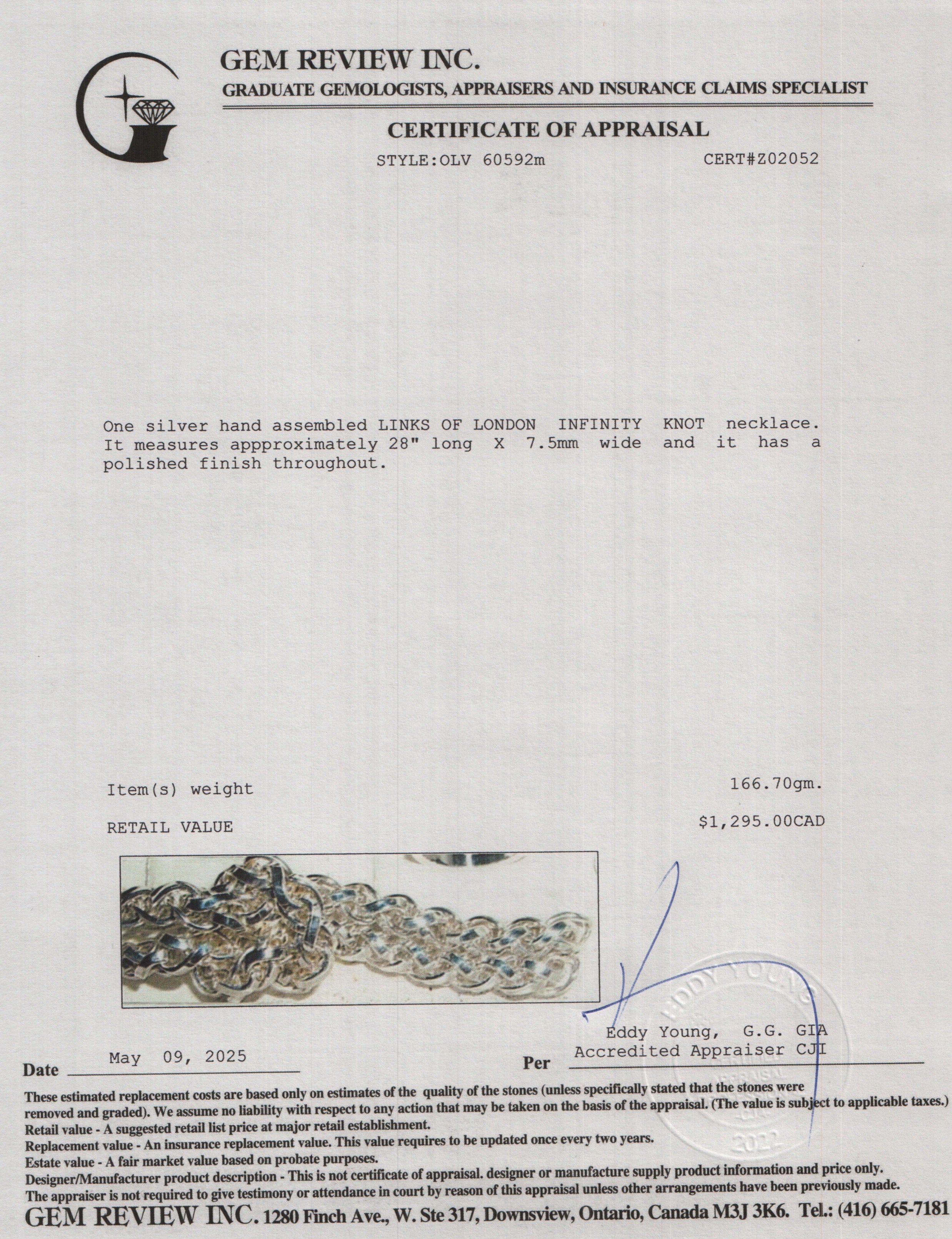 Links of London Sterling Silver Infinity Knot Necklace w/ Box