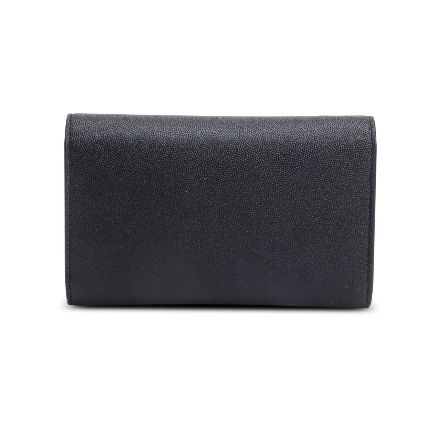 Saint Laurent Black Grain De Poudre Leather Uptown Chain Wallet w/ Insert