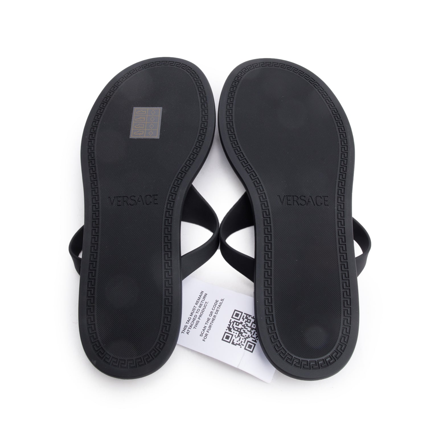 Versace Black Rubber Alia Flat Slides, Size 42 w/ Box