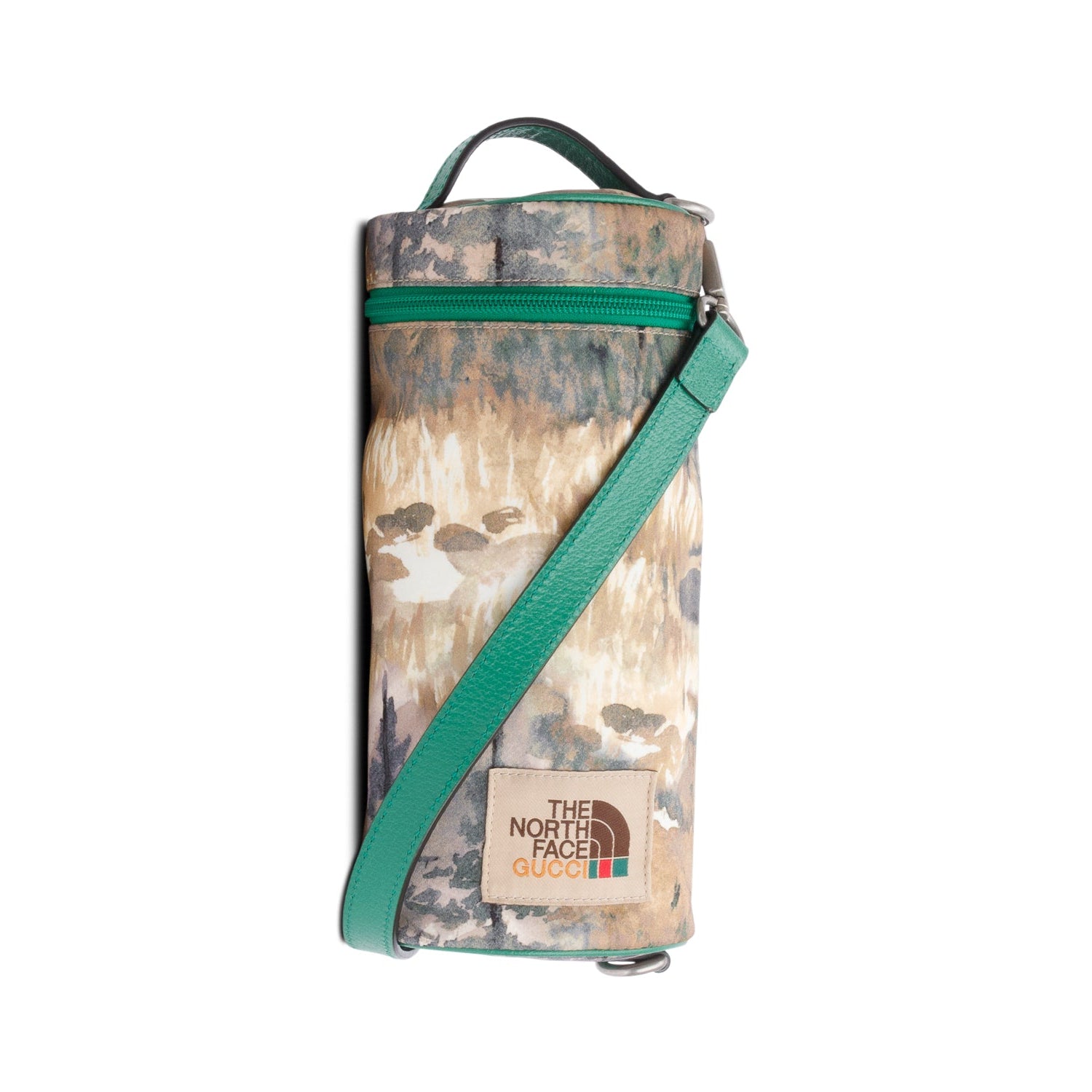 Gucci X The North Face Green/Multicolor Nylon Barrel Shoulder Bag