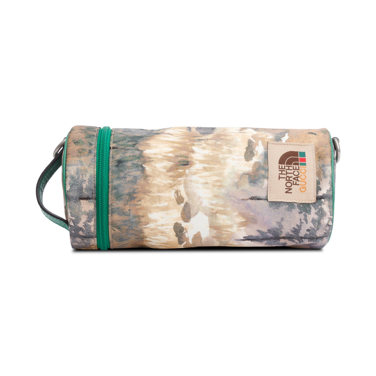 Gucci X The North Face Green/Multicolor Nylon Barrel Shoulder Bag