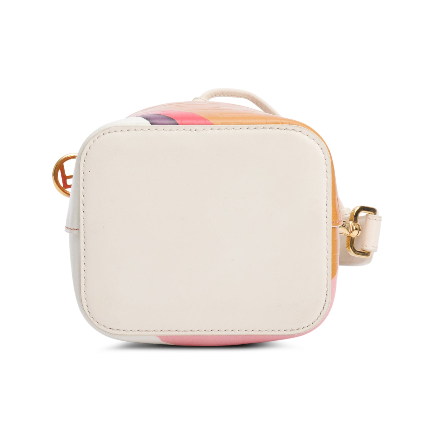 Fendi Multicolor FF Embossed Stripe Calfskin Leather Mini Mon Tresor Bucket Bag w/ Strap