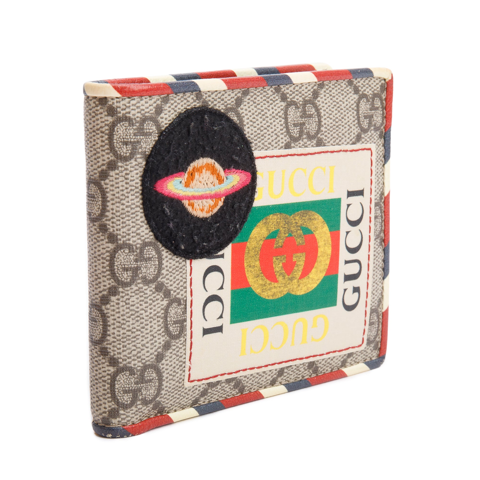 Gucci Beige & Multicolour Courrier GG Supreme Bifold Wallet w/ Box