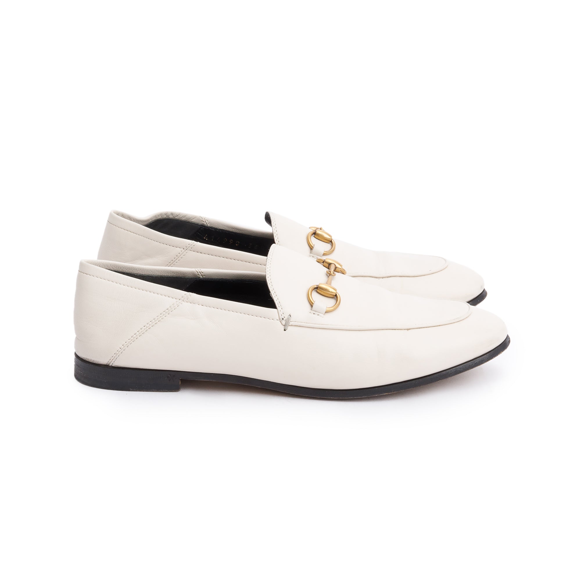 Gucci White Leather Brixston Loafers, Size 36.5