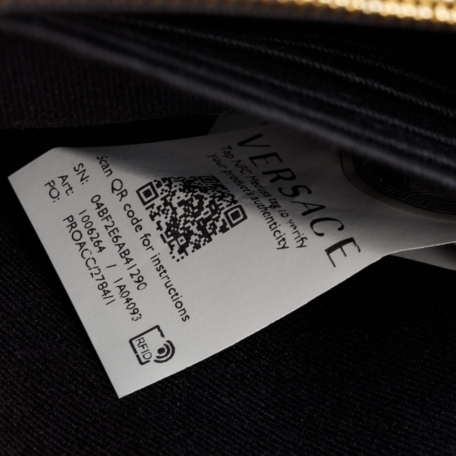Versace Black Leather Virtus Flap Clutch Chain Bag