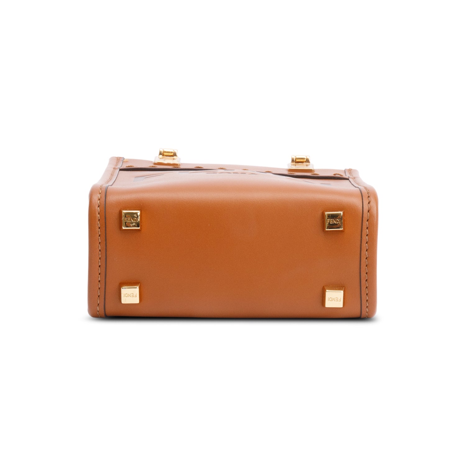 Fendi Brown Calfskin Leather Mini Sunshine Shopper Tote