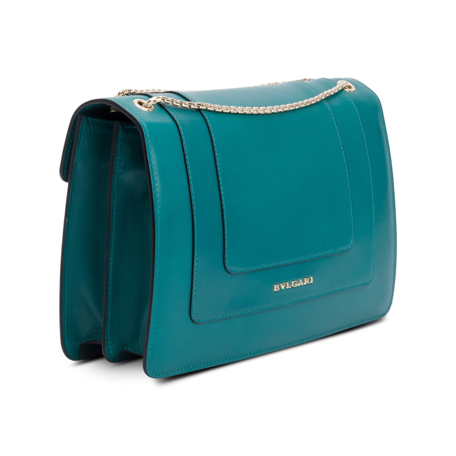 BVLGARI Green Calfskin Leather Medium Serpenti Forever Bag w/ Receipt