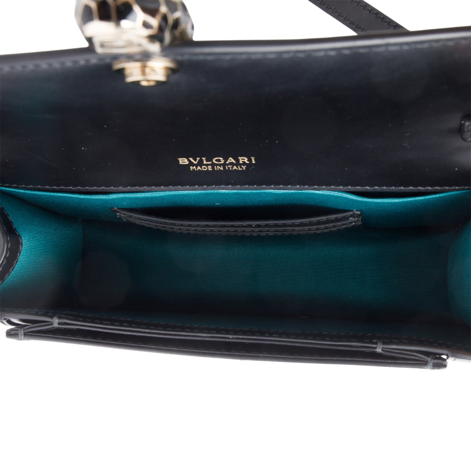 BVLGARI 2022 Black Calfskin Leather Serpenti Forever East-West Shoulder Bag w/ Strap, Receipt & Authenticity Card