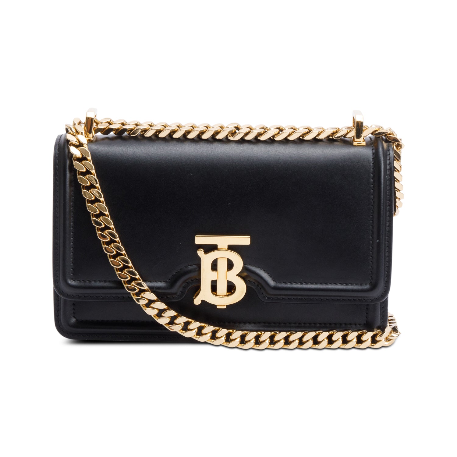 Burberry Black Smooth Calfskin Leather Mini TB Chain Crossbody Bag