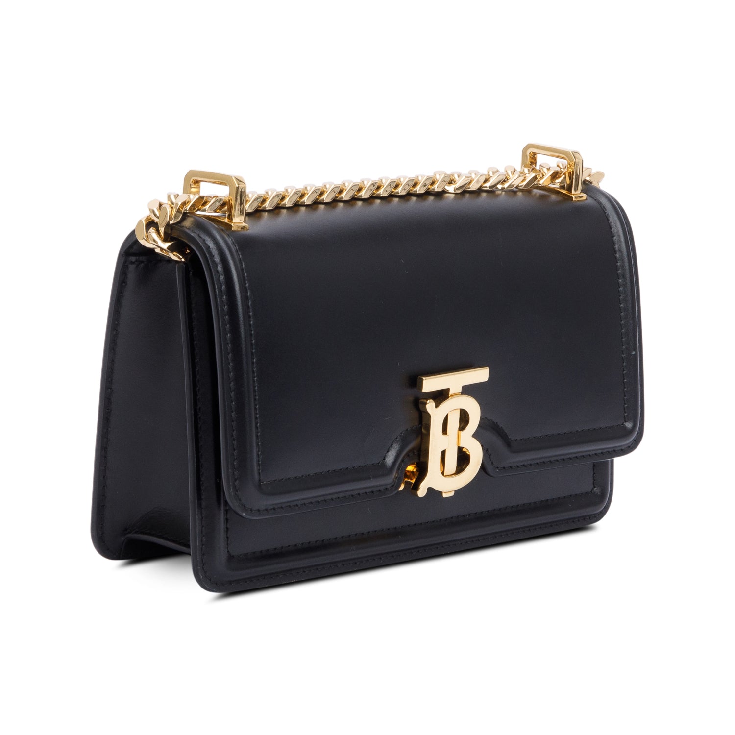 Burberry Black Smooth Calfskin Leather Mini TB Chain Crossbody Bag