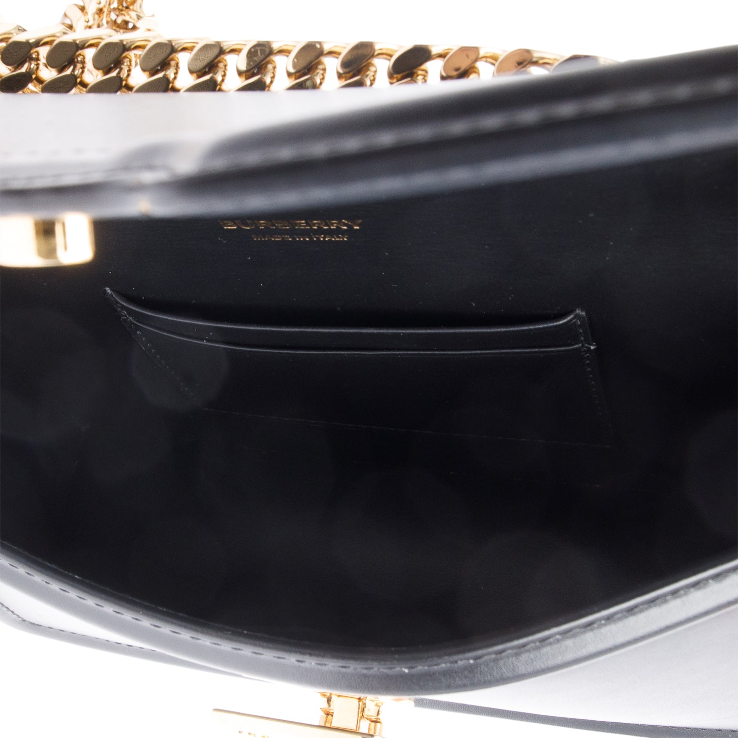 Burberry Black Smooth Calfskin Leather Mini TB Chain Crossbody Bag