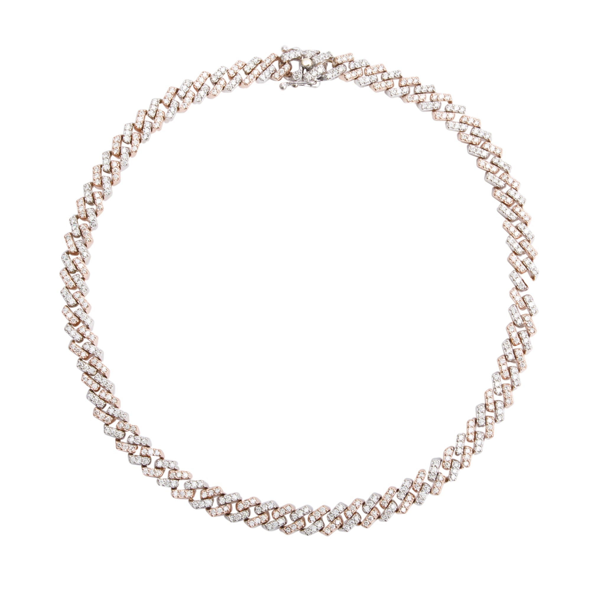 10k Rose & White Gold 10.0 tcw. Diamond Miami Cuban Link Necklace