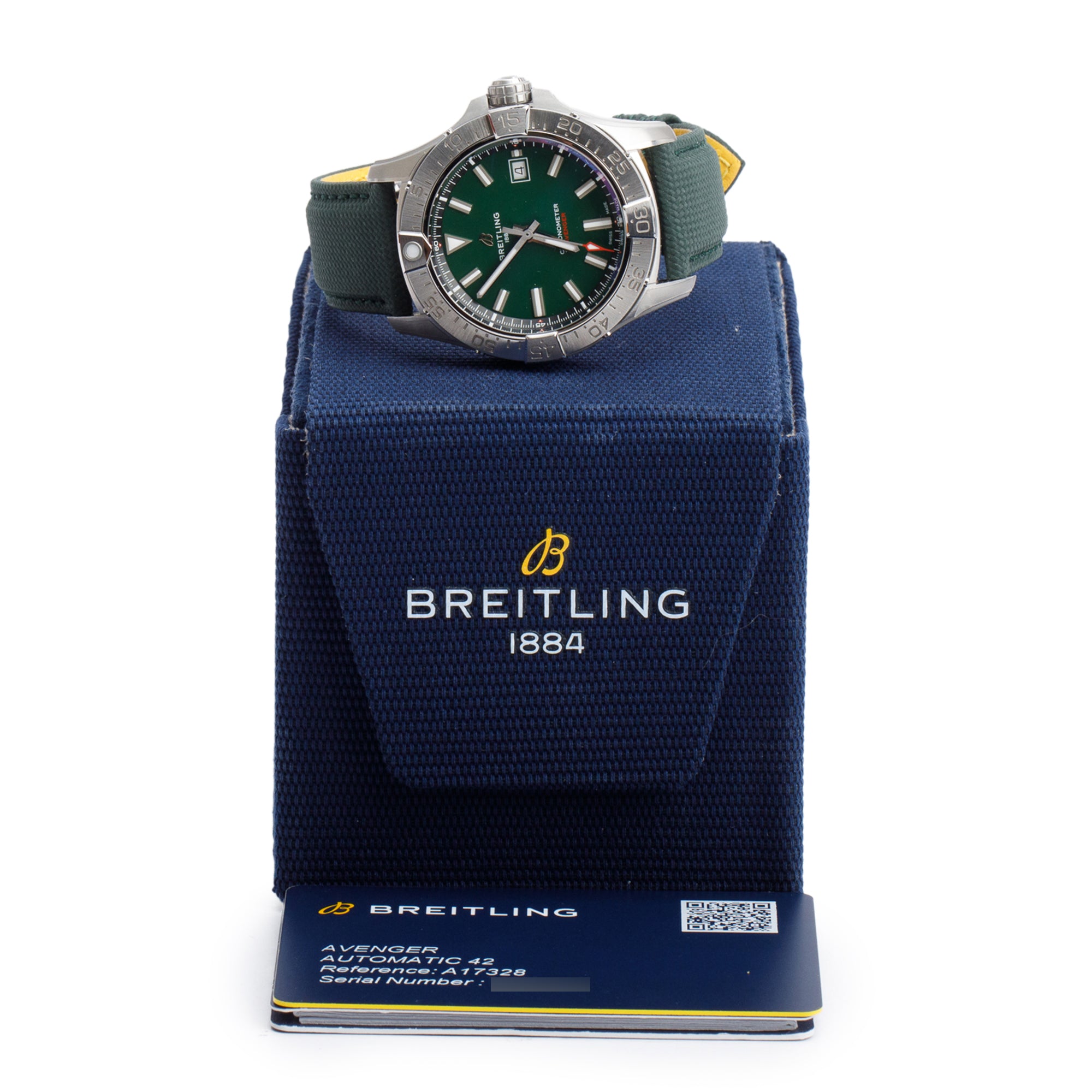 Breitling Stainless Steel Avenger 42 MM Automatic Watch Green Dial A17328 w/ Box & Papers