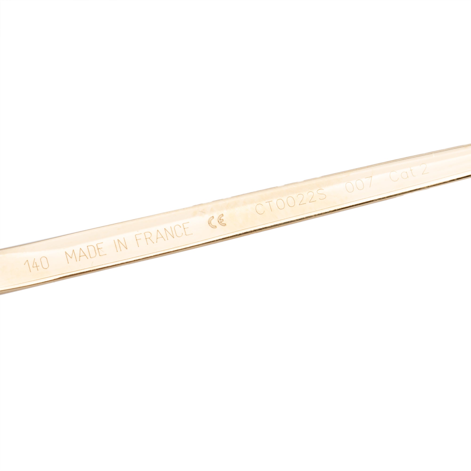 Cartier CT0022S Gold-Plated Metal Frame Panthere De Cartier Round Sunglasses w/ Case