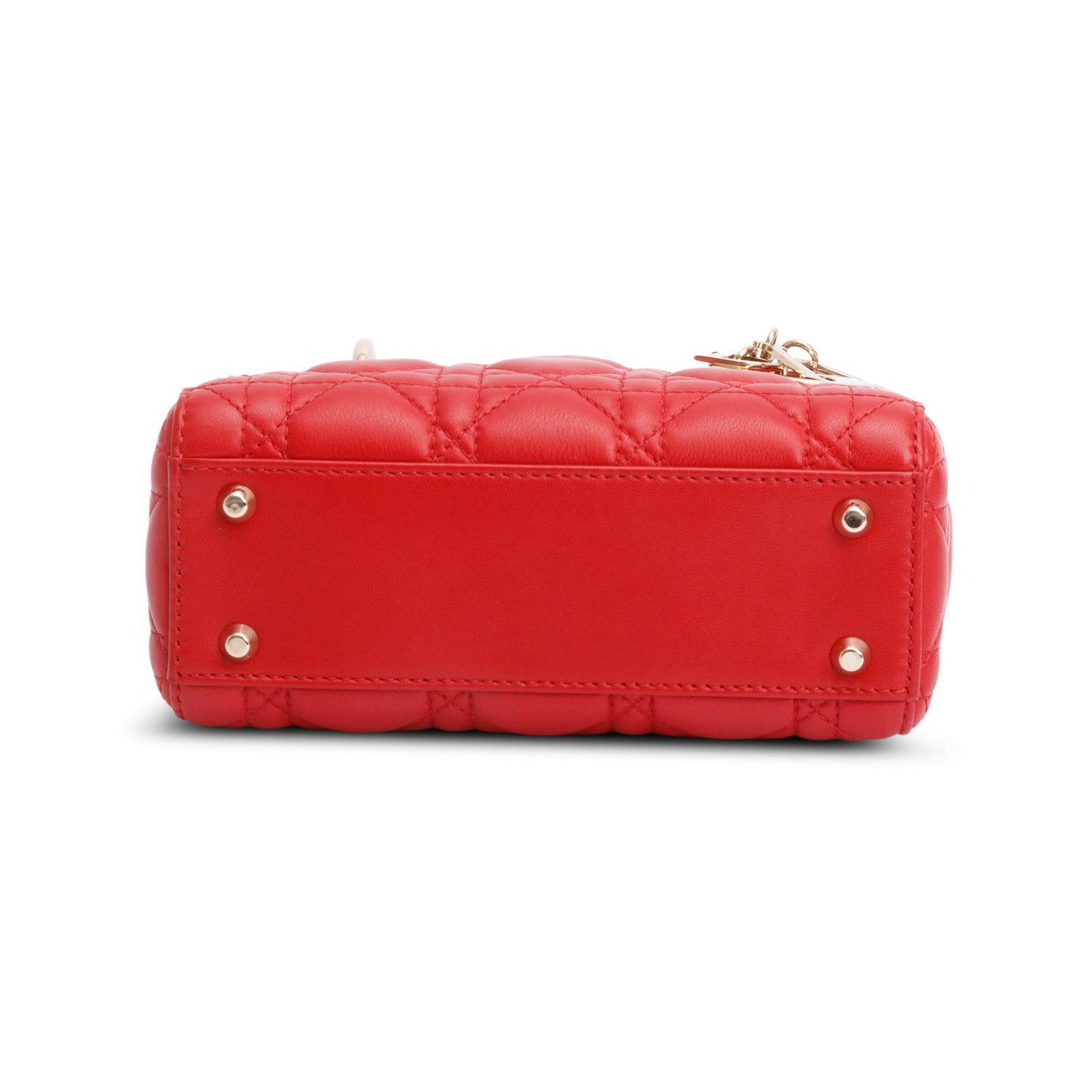 Christian Dior Red Cannage Leather Mini Lady Dior Bag w/ Strap