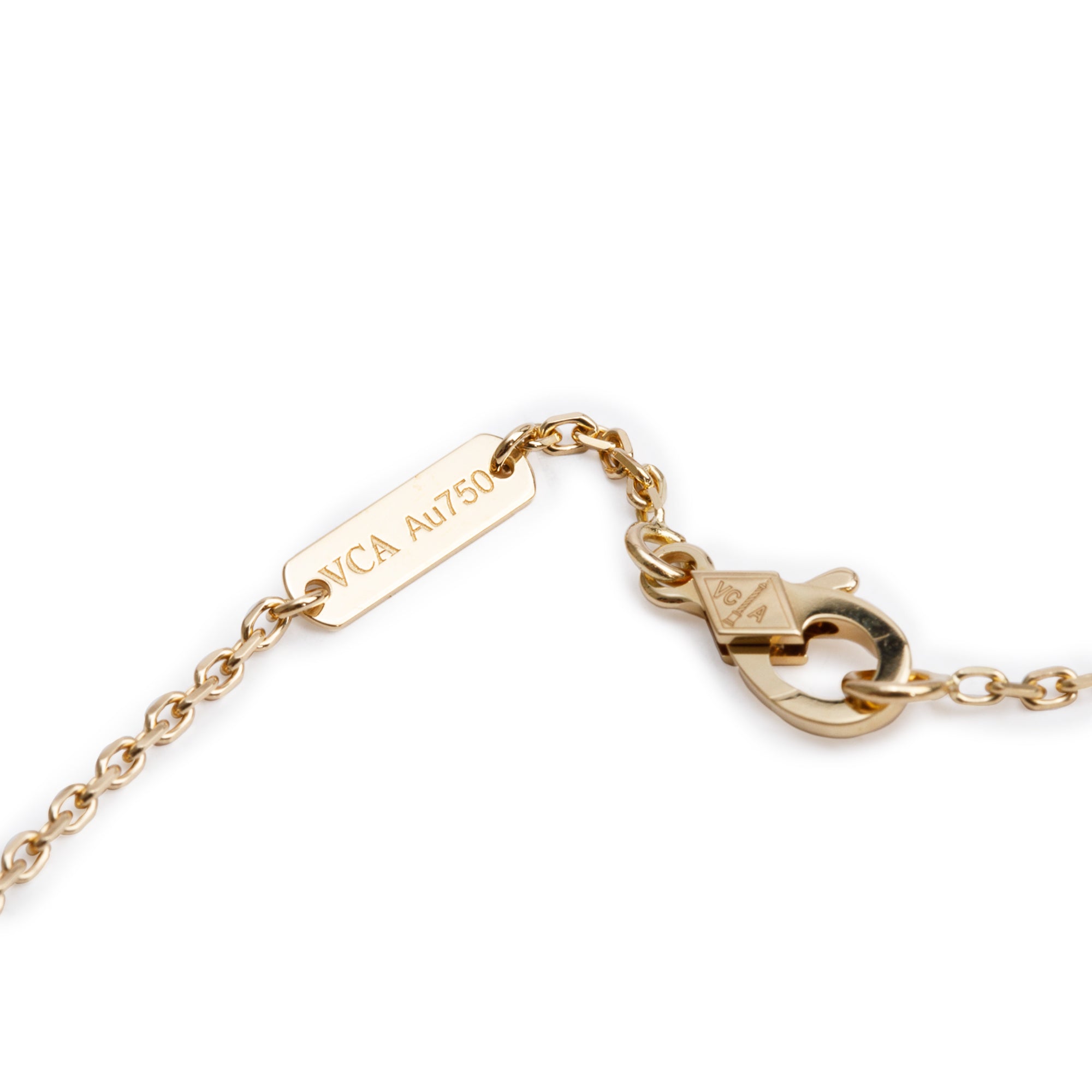 Van Cleef & Arpels 18k Yellow Gold Vintage Alhambra Mother of Pearl Pendant Necklace w/ Box, Certificate & Receipt