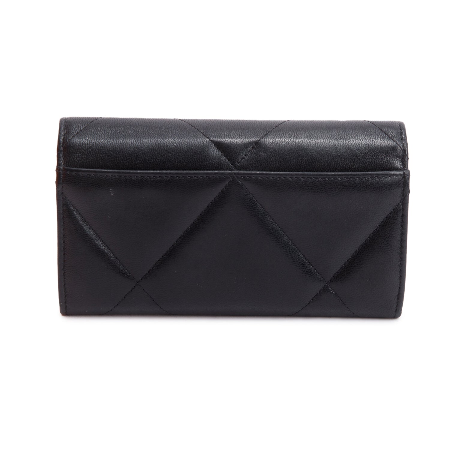 Chanel Black Leather 19 Flap Wallet w/ Box