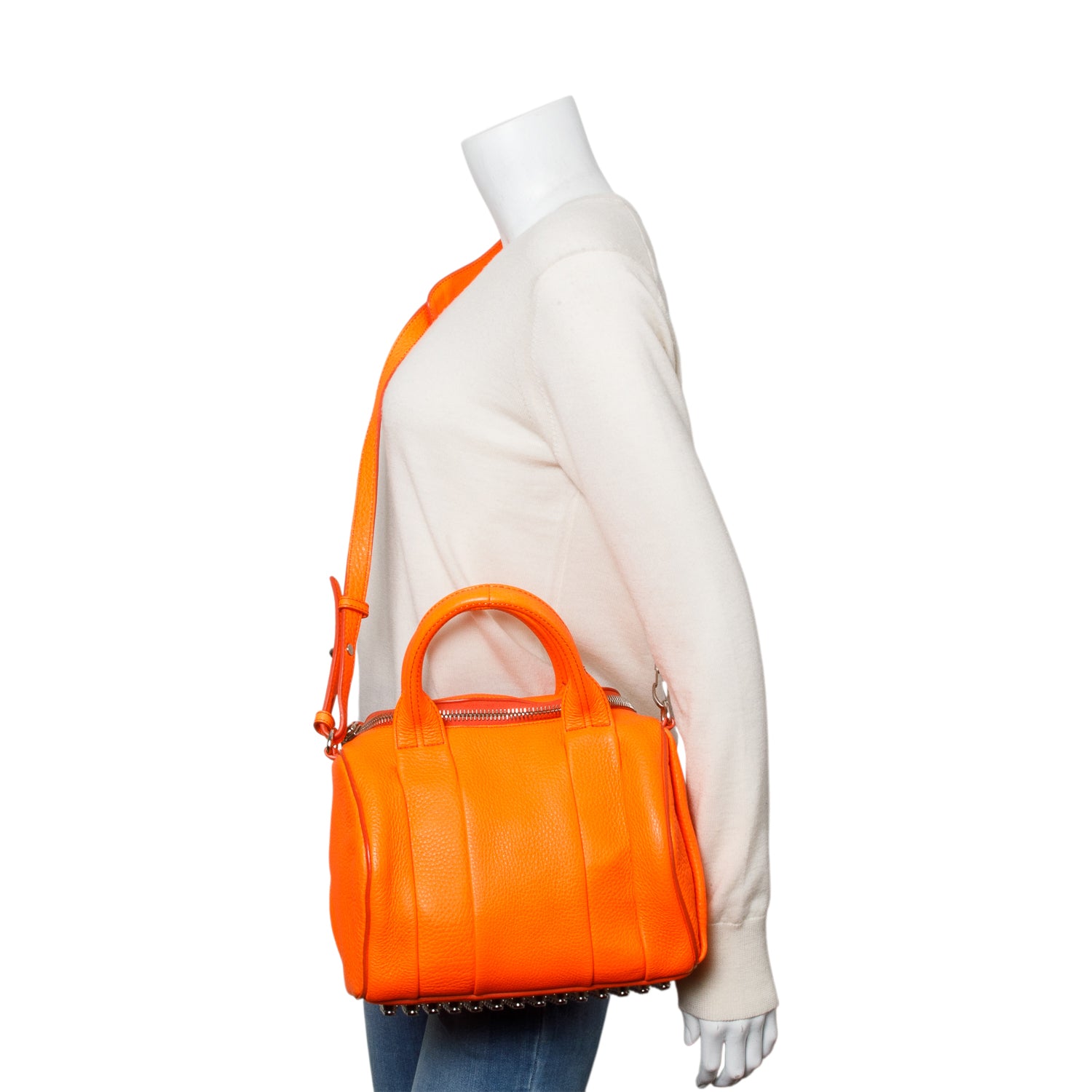 Alexander Wang Orange Calfskin Leather Rocco Shoulder Bag w/ Strap