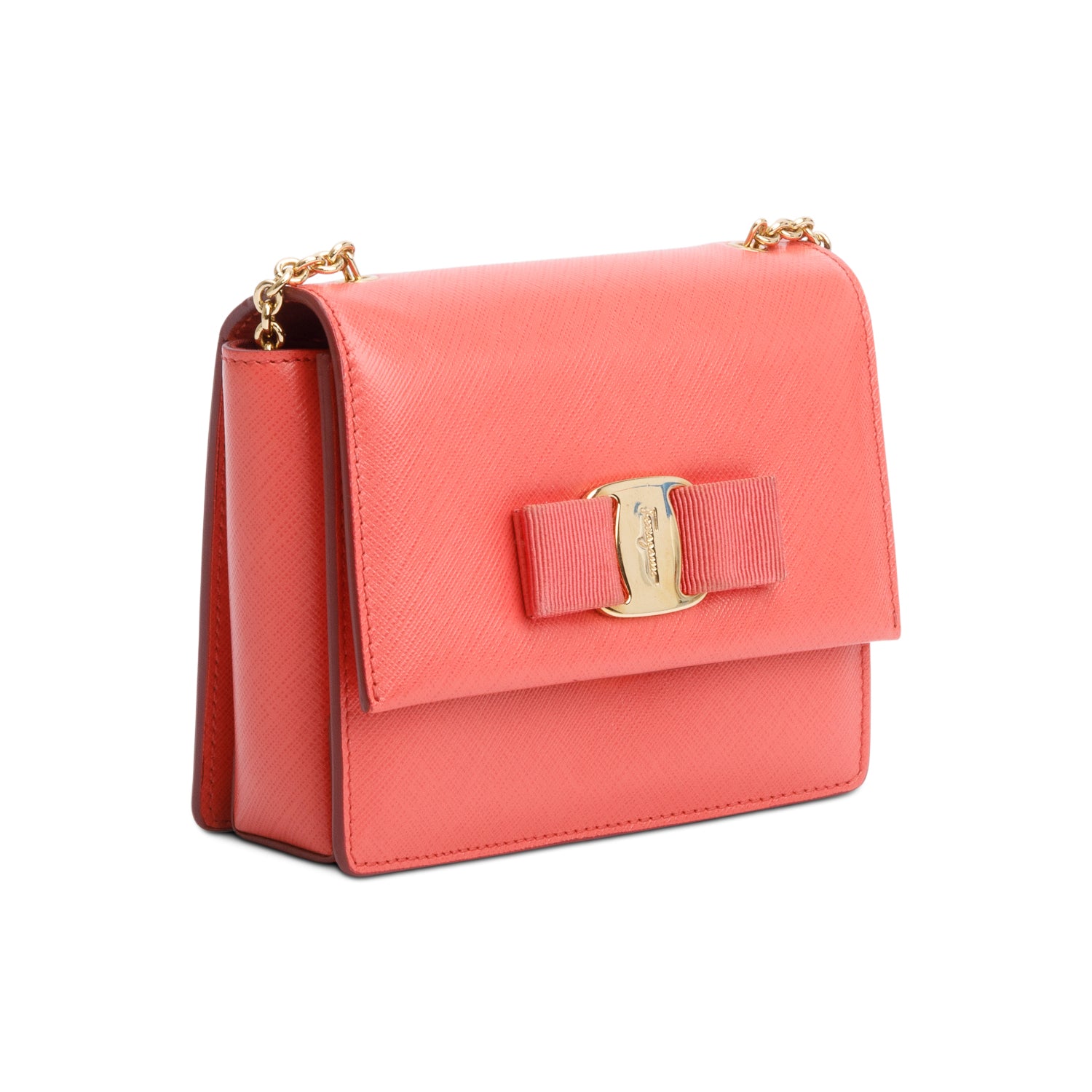 Ferragamo Pink Leather Mini Vara Bow Crossbody Bag