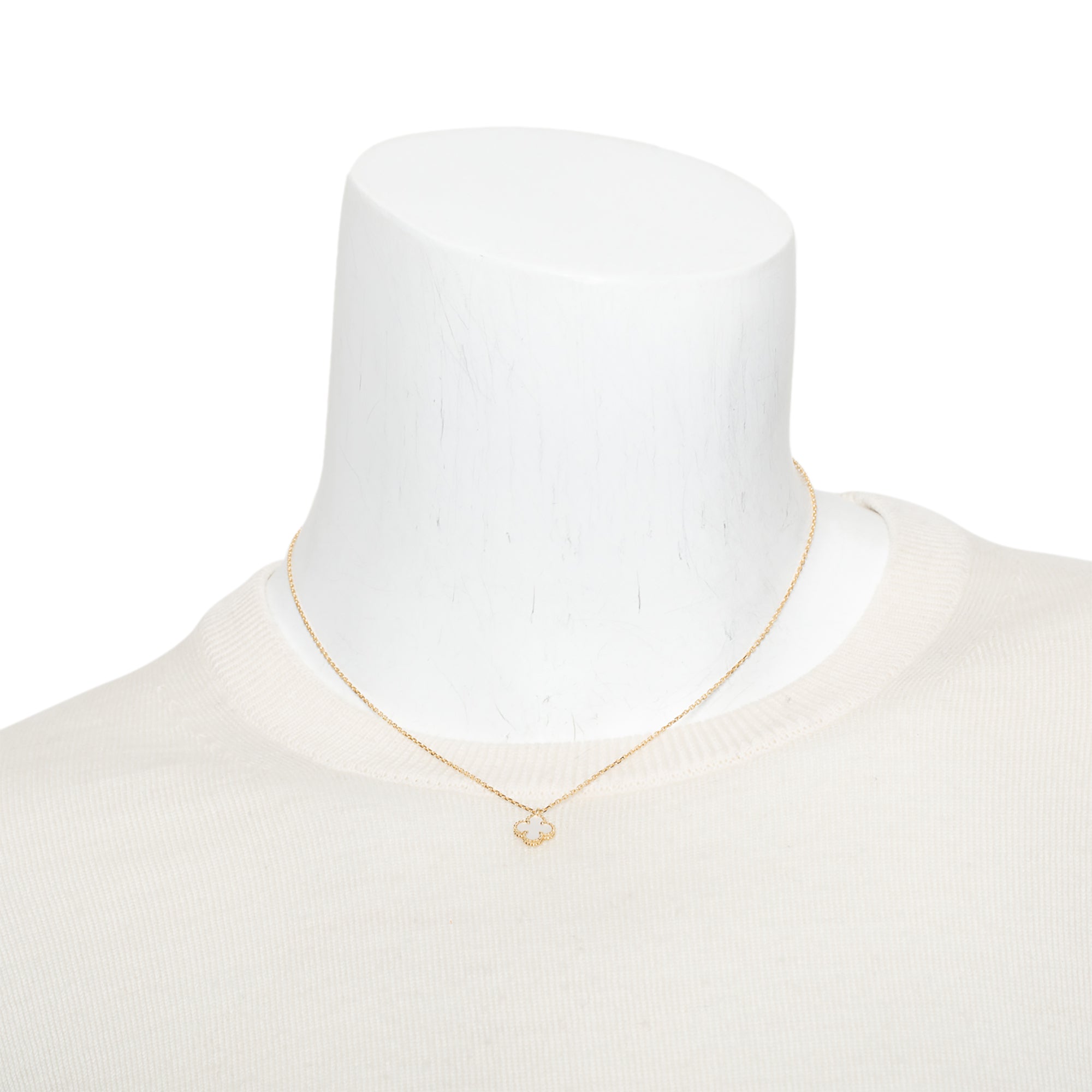 Van Cleef & Arpels 2022 18k Yellow Gold Sweet Alhambra Mother of Pearl Pendant Necklace w/ Certificate