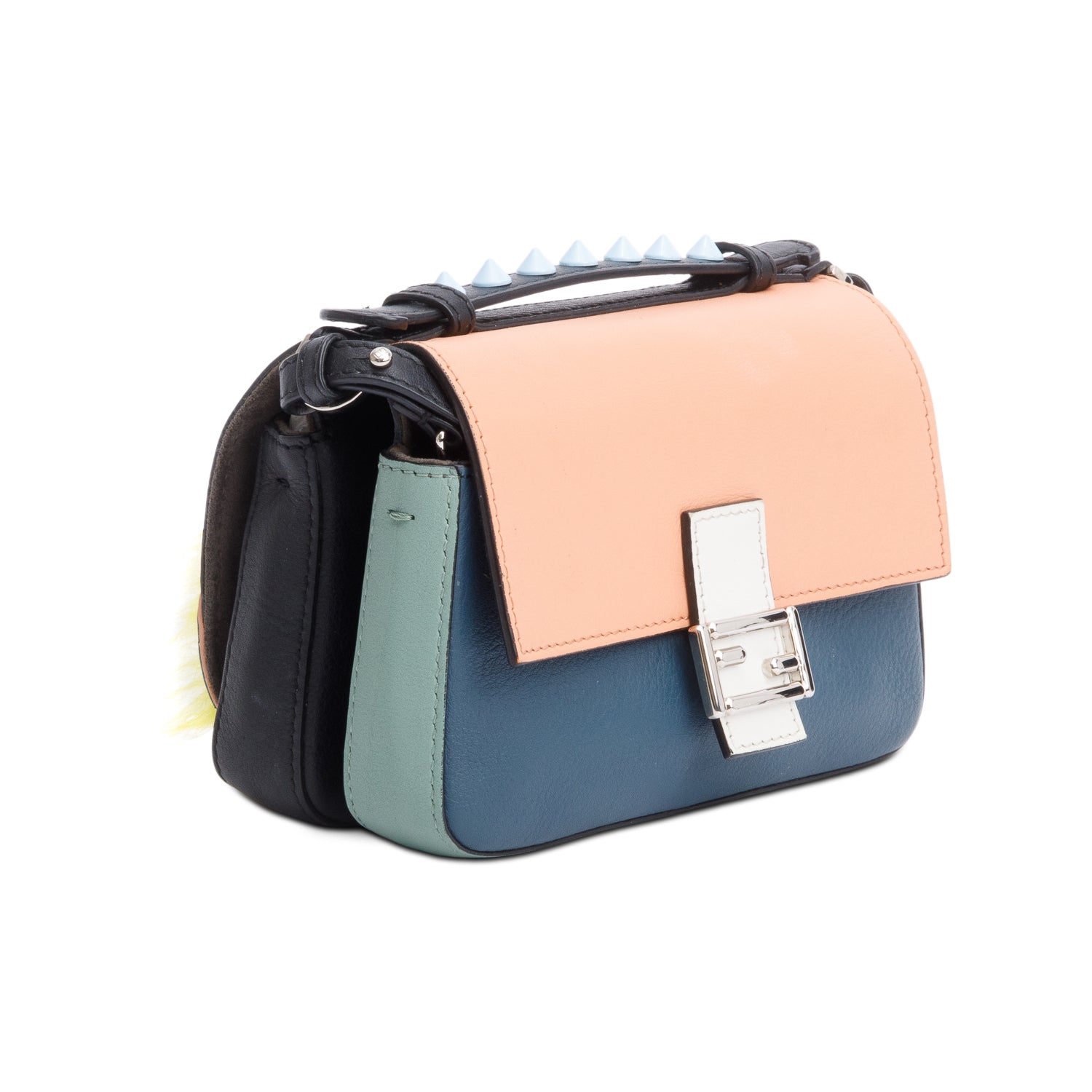 Fendi Black Multicolor Nappa Leather Hypnoteyes Double-Sided Face Chain Crossbody Bag