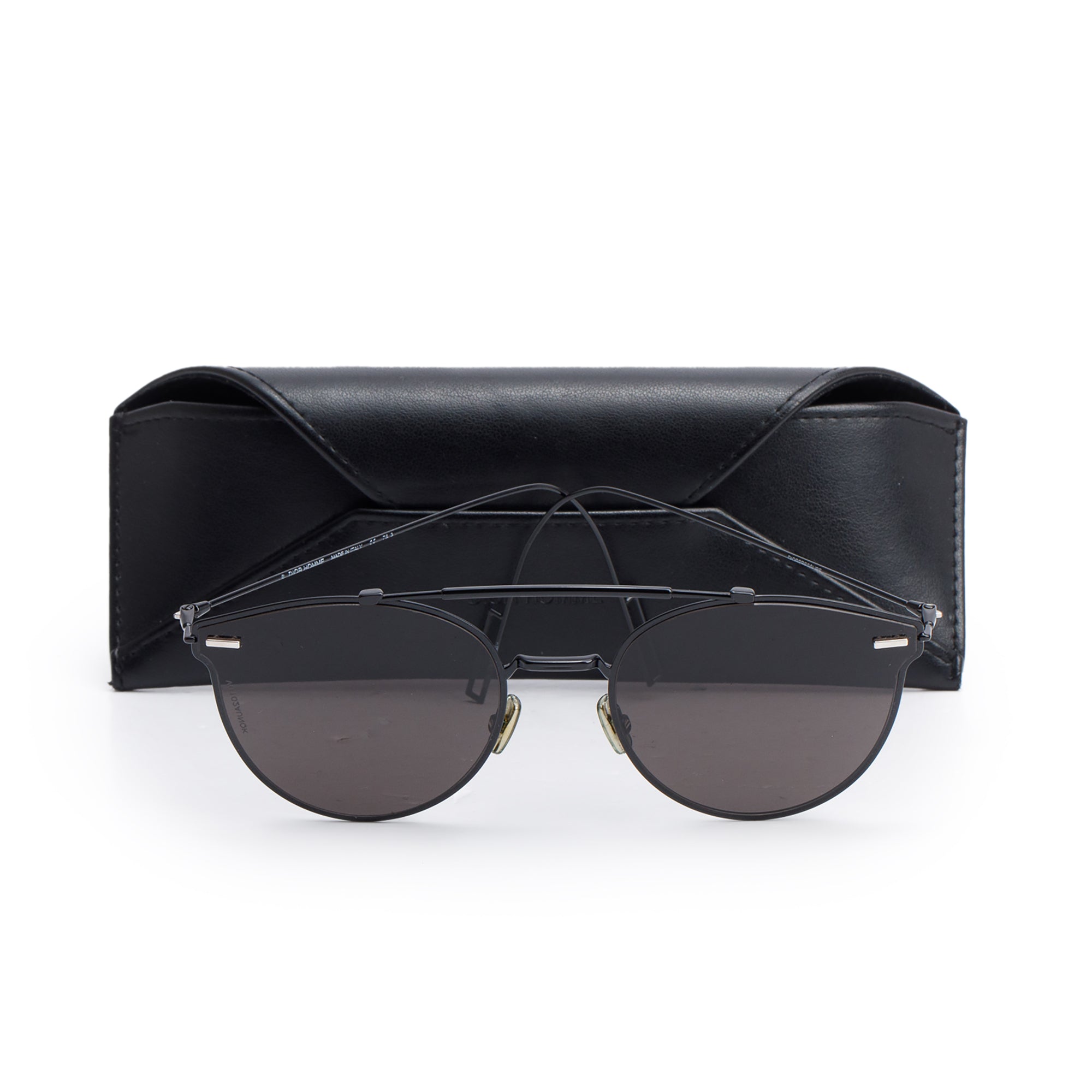 Christian Dior Black Coated Metal DiorPressure Round Sunglasses