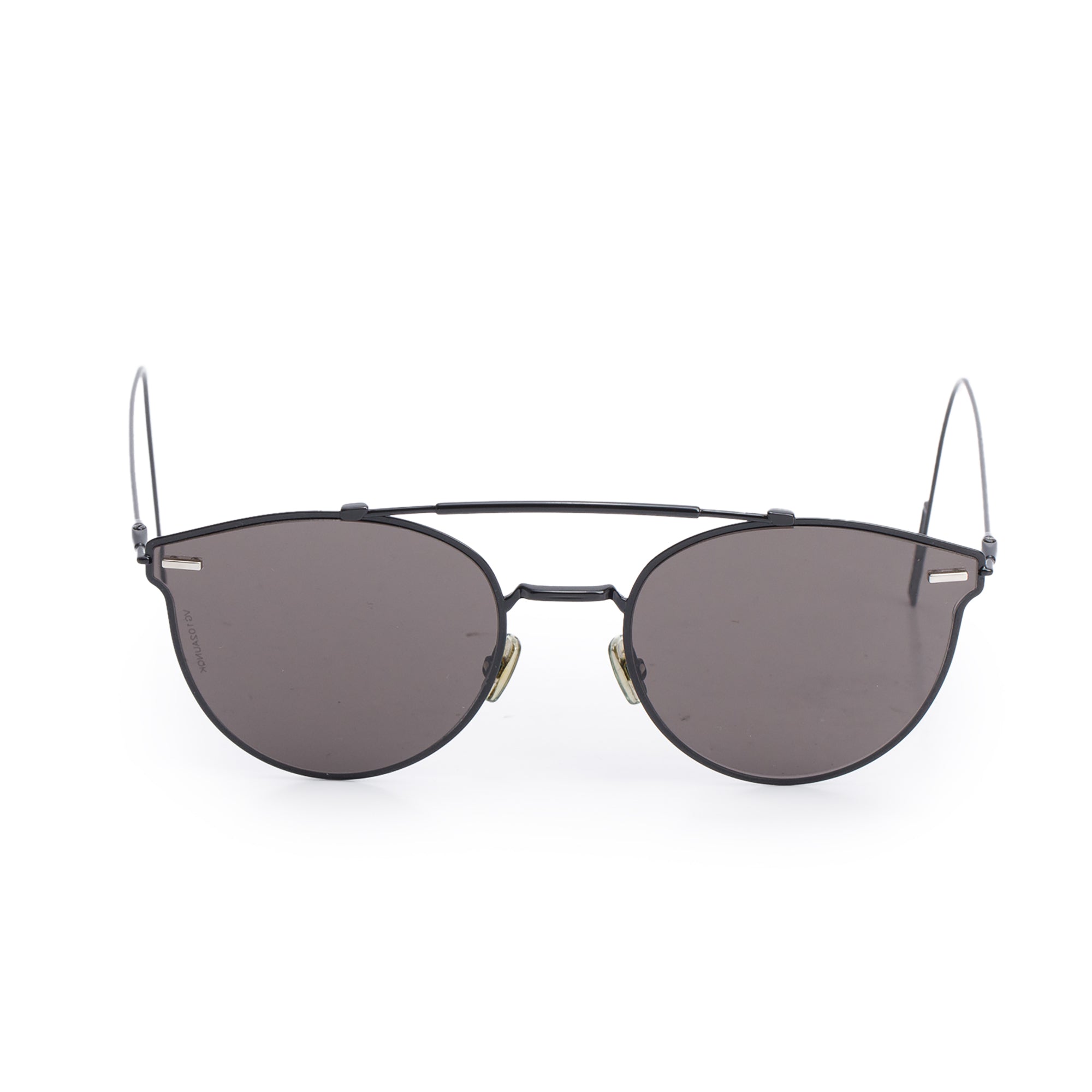 Christian Dior Black Coated Metal DiorPressure Round Sunglasses