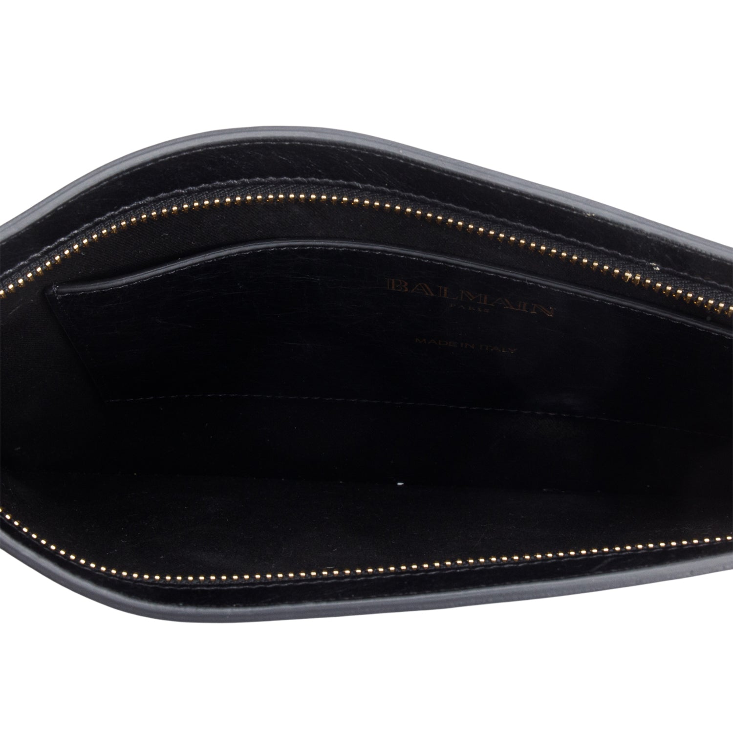 Balmain Black Leather Domaine Pouch on Chain