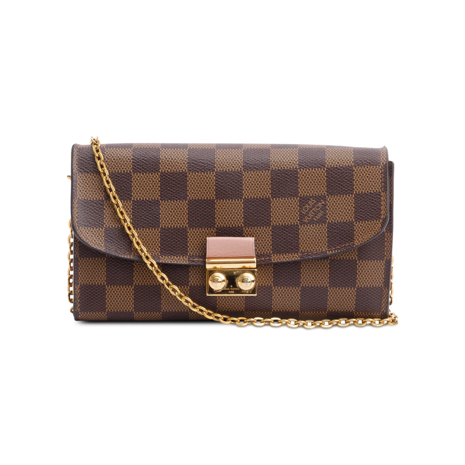 Louis Vuitton Damier Ebene Croisette Chain Wallet