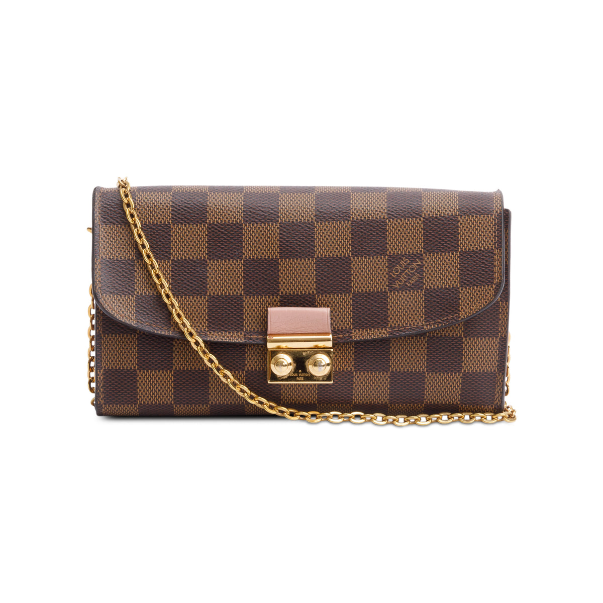Damier Ebene Croisette Chain Wallet Magnolia