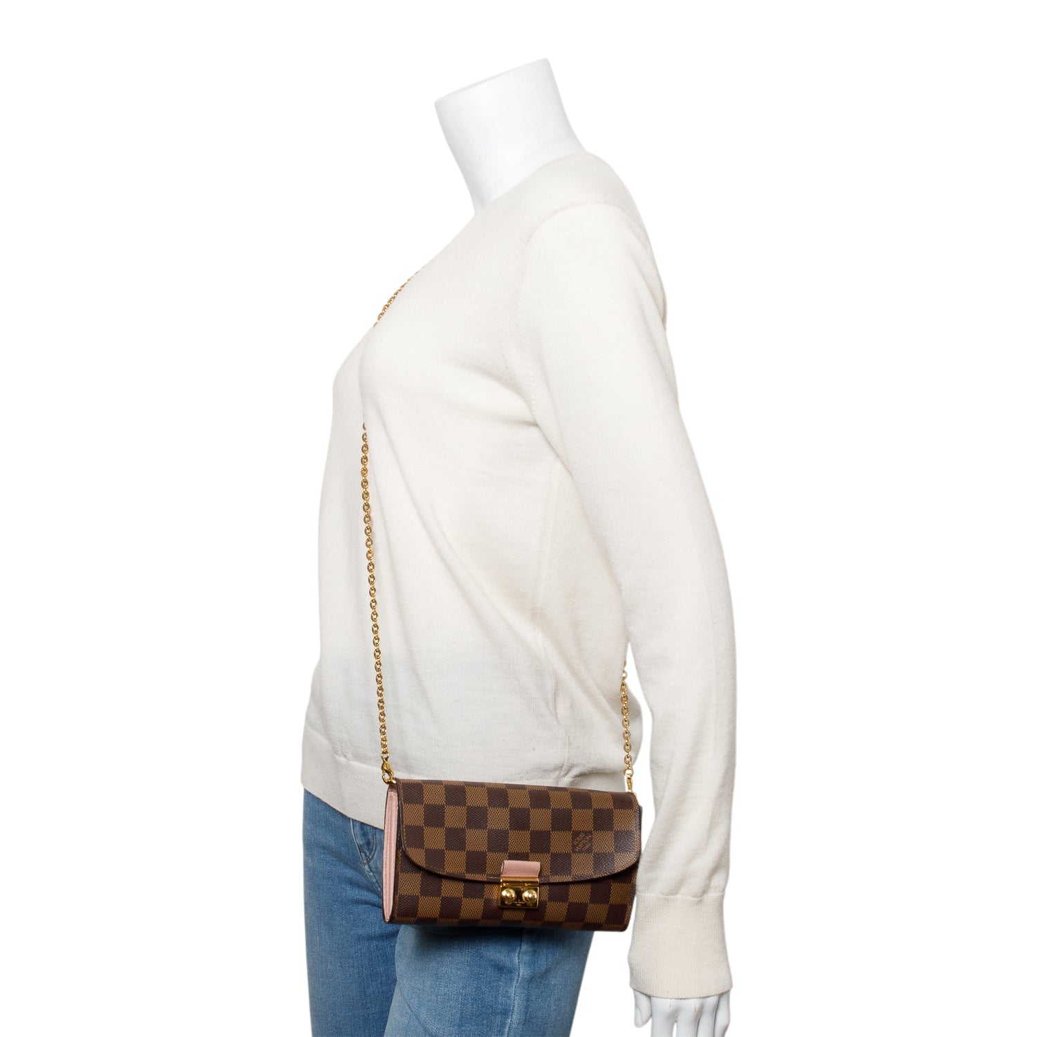 Louis Vuitton Damier Ebene Croisette Chain Wallet