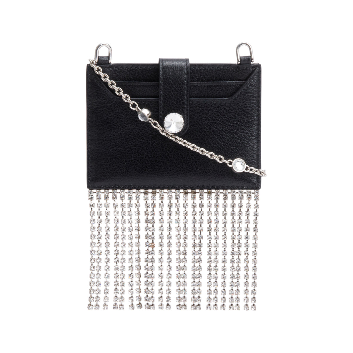 Miu Miu Black Leather Crystal Fringe Card Holder Crossbody – OLIVER'S