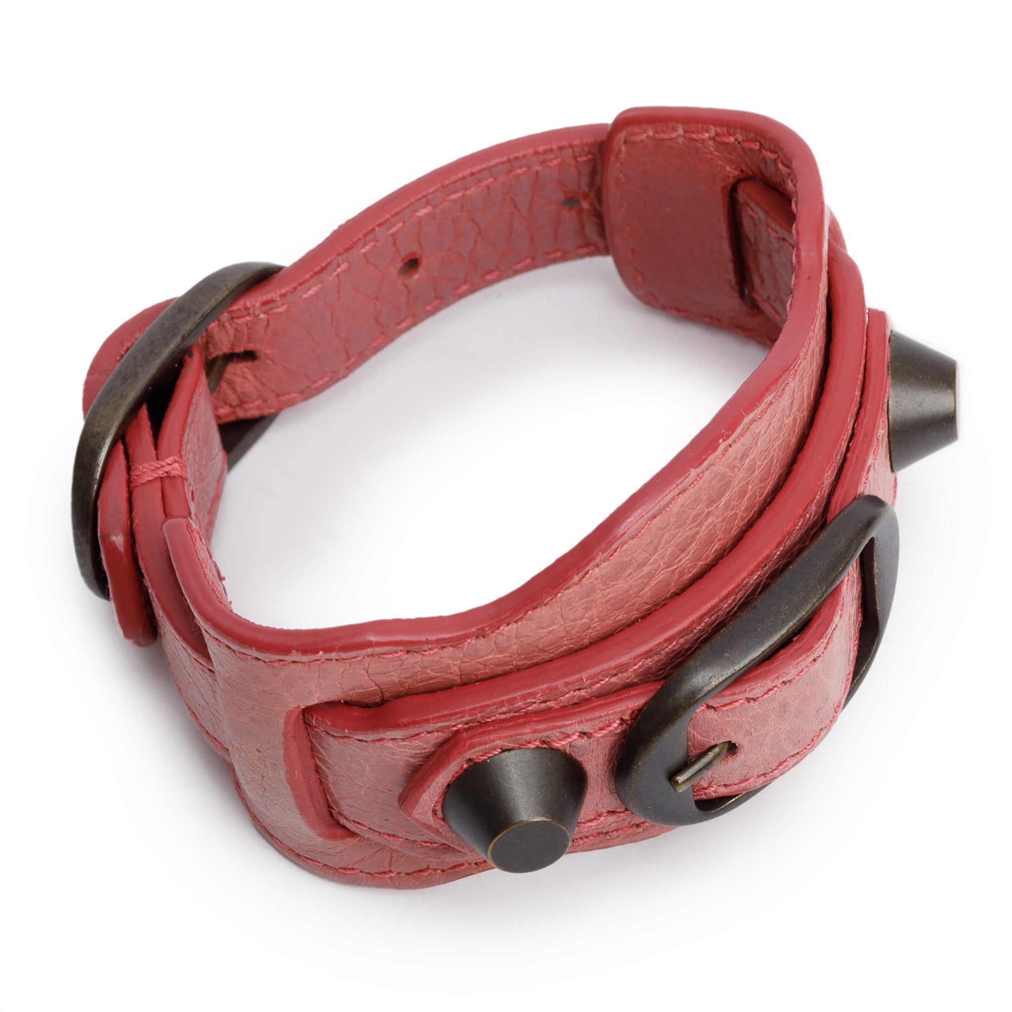 Balenciaga Pink Leather Classic Giant Arena Wrap Bracelet w/ Box