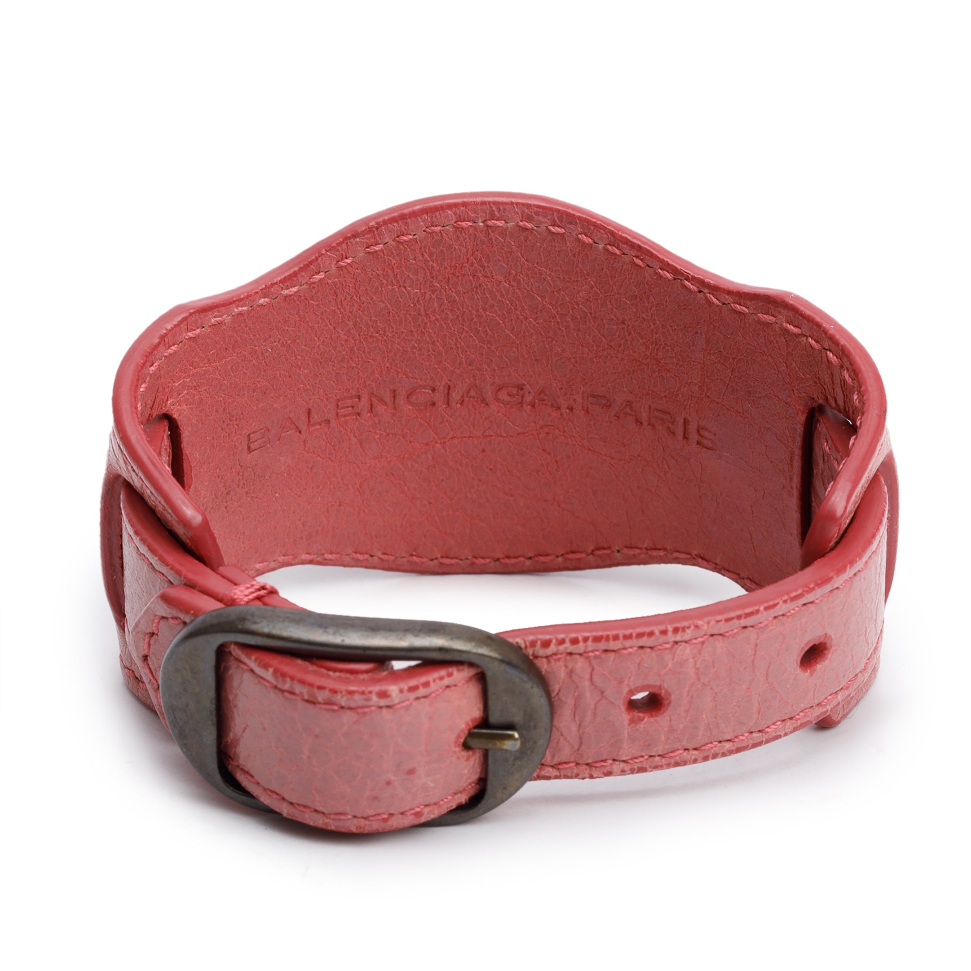 Balenciaga Pink Leather Classic Giant Arena Wrap Bracelet w/ Box